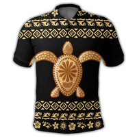 Hawaiian Golden Turtle Hibiscus Plumeria Polynesian Polo Shirt - Polynesian Pride