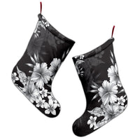 Hawaiian Hibiscus Black And White Polynesian Christmas Stocking - AH - Polynesian Pride