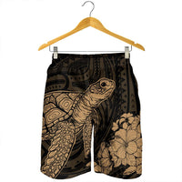 Hawaiian Hibiscus Memory Turtle Polynesian Men's Shorts Gold - AH - Polynesian Pride