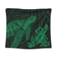Hawaiian Hibiscus Memory Turtle Polynesian Tapestry Green - AH Wall Tapestry Black - Polynesian Pride