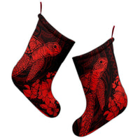 Hawaiian Hibiscus Memory Turtle Polynesian Christmas Stocking Red - AH - Polynesian Pride