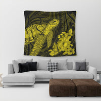 Hawaiian Hibiscus Memory Turtle Polynesian Tapestry Yellow - AH - Polynesian Pride