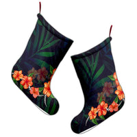Hawaiian Hibiscus Palm Tree Background Polynesian Christmas Stocking - AH - Polynesian Pride
