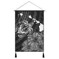 Hawaiian Hibiscus Sea Turtle Swim Polynesian Hanging Poster - AH Hanging Poster Cotton And Linen - Polynesian Pride