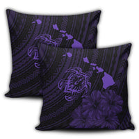 Hawaiian Hibiscus Sea Turtle Swim Polynesian Pillow Covers - Purple - AH - Polynesian Pride