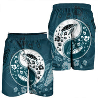 Hawaiian Hibiscus Turtle Polynesian Men's Shorts YinYang Style - AH - Polynesian Pride