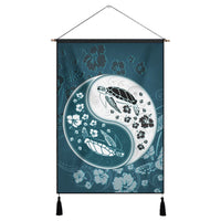 Hawaiian Hibiscus Turtle Polynesian Hanging Poster YinYang Style - AH Hanging Poster Cotton And Linen - Polynesian Pride