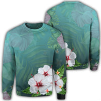 Hawaiian Hibiscus White Flower Gleeful Sweatshirt - AH Unisex Black - Polynesian Pride
