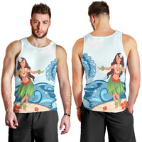 Hawaiian Hula Dance Cartoon Hibiscus Wave Tank Top - AH - Polynesian Pride