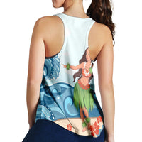 Hawaiian Hula Dance Cartoon Hibiscus Wave Racerback Tank - AH - Polynesian Pride
