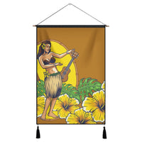 Hawaiian Hula Girl Monstera Hibiscus Polynesian Hanging Poster - AH Hanging Poster Cotton And Linen - Polynesian Pride