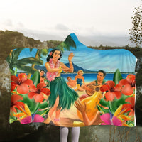 Hawaiian Hula Sing Dance On Beach Hooded Blanket - AH - Polynesian Pride