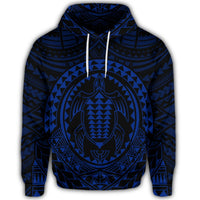Hawaiian Kakau Honu Arc Polynesian Blue Hoodie - Polynesian Pride