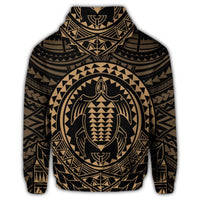 Hawaiian Kakau Honu Arc Polynesian Gold Zip Hoodie - Polynesian Pride