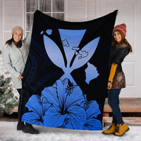 Hawaiian Kanaka Premium Blankets Hibiscus Polynesian Love - Blue - AH - Polynesian Pride