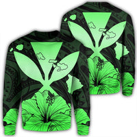 Hawaiian Kanaka Sweatshirt Hibiscus Polynesian Love - Green - AH Unisex Black - Polynesian Pride