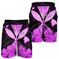 Hawaiian Kanaka Men's Shorts Hibiscus Polynesian Love - Pink - AH - Polynesian Pride