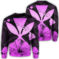 Hawaiian Kanaka Sweatshirt Hibiscus Polynesian Love - Pink - AH Unisex Black - Polynesian Pride