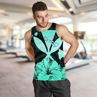 Hawaiian Kanaka Tank Top Hibiscus Polynesian Love - Turquoise - AH - Polynesian Pride