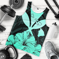 Hawaiian Kanaka Tank Top Hibiscus Polynesian Love - Turquoise - AH - Polynesian Pride