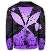 Hawaiian Kanaka Sweatshirt Hibiscus Polynesian Love - Violet - AH - Polynesian Pride