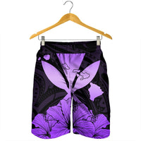 Hawaiian Kanaka Men's Shorts Hibiscus Polynesian Love - Violet - AH - Polynesian Pride