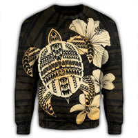 Hawaiian Kanaka Hibiscus Plumeria Mix Polynesian Turtle Sweatshirt - AH - Polynesian Pride