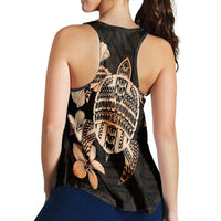Hawaiian Kanaka Hibiscus Plumeria Mix Polynesian Turtle Racerback Tank - Orange - AH - Polynesian Pride