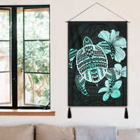 Hawaiian Kanaka Hibiscus Plumeria Mix Polynesian Turtle Hanging Poster - Turquoise - AH - Polynesian Pride