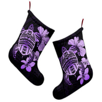 Hawaiian Kanaka Hibiscus Plumeria Mix Polynesian Turtle Christmas Stocking - Violet - AH - Polynesian Pride