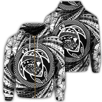Hawaiian Kanaka Honu Hibiscus Tornando Polynesian Zip Hoodie Unisex Art - Polynesian Pride