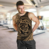 Hawaiian Kanaka Honu Hibiscus Tornando Polynesian Gold Tank Top - AH - Polynesian Pride