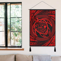 Hawaiian Kanaka Honu Hibiscus Tornando Polynesian Red Hanging Poster - AH - Polynesian Pride