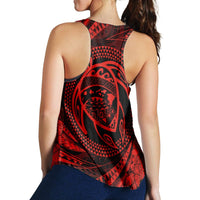 Hawaiian Kanaka Honu Hibiscus Tornando Polynesian Red Racerback Tank - AH - Polynesian Pride