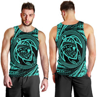 Hawaiian Kanaka Honu Hibiscus Tornando Polynesian Turquoise Tank Top - AH - Polynesian Pride
