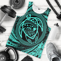 Hawaiian Kanaka Honu Hibiscus Tornando Polynesian Turquoise Tank Top - AH - Polynesian Pride