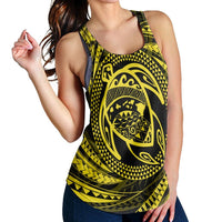 Hawaiian Kanaka Honu Hibiscus Tornando Polynesian Yellow Racerback Tank - AH - Polynesian Pride