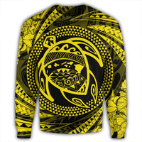 Hawaiian Kanaka Honu Hibiscus Tornando Polynesian Yellow Sweatshirt - AH - Polynesian Pride