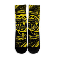 Hawaiian Kanaka Honu Hibiscus Tornando Polynesian Yellow Crew Socks - AH - Polynesian Pride