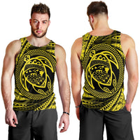 Hawaiian Kanaka Honu Hibiscus Tornando Polynesian Yellow Tank Top - AH - Polynesian Pride