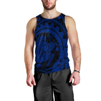 Hawaiian Kanaka Honu Map Hibiscus Globular Polynesian Blue Tank Top - AH Black - Polynesian Pride