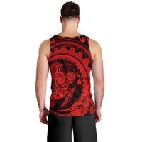 Hawaiian Kanaka Honu Map Hibiscus Globular Polynesian Red Tank Top - AH - Polynesian Pride