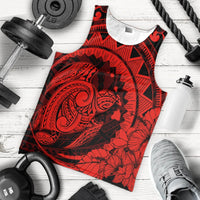 Hawaiian Kanaka Honu Map Hibiscus Globular Polynesian Red Tank Top - AH - Polynesian Pride