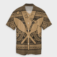 Hawaiian Kanaka Polynesian Tribal Hawaiian Shirt Reggae Color Gold AH - Polynesian Pride
