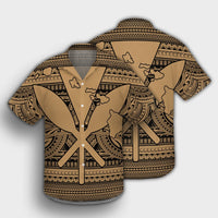 Hawaiian Kanaka Polynesian Tribal Hawaiian Shirt Reggae Color Gold AH Black - Polynesian Pride