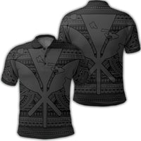 Hawaiian Kanaka Polynesian Tribal Polo Shirt Reggae Color Gray Unisex Black - Polynesian Pride
