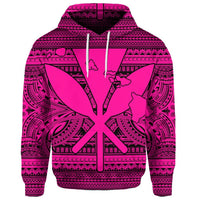 Custom Hawaiian Kanaka Polynesian Hoodie Tribal Reggae Color Pink - Polynesian Pride
