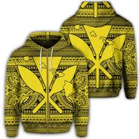 Hawaiian Kanaka Polynesian Tribal Zip Hoodie Reggae Color Yellow Unisex Art - Polynesian Pride