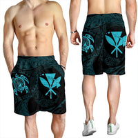 Hawaiian Kanaka Turtle Polynesian Men's Shorts Blue AH - Polynesian Pride