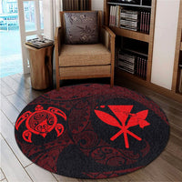 Hawaiian Kanaka Turtle Polynesian Round Carpet Red AH - Polynesian Pride